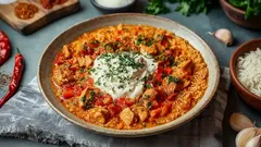 Jednostavna večera radnim danom: pečena piletina s paprikama i rižom.